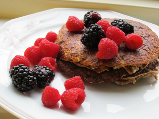 coconut and cocoa nibs pancakes